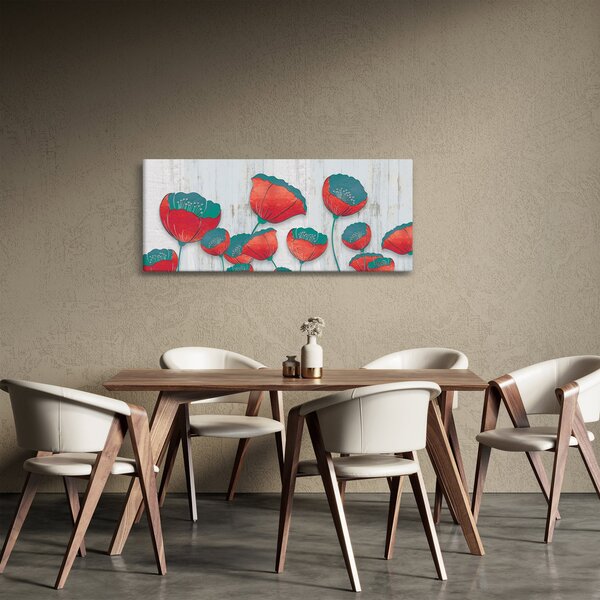Slika - Makovi - petrolej (120x50 cm)