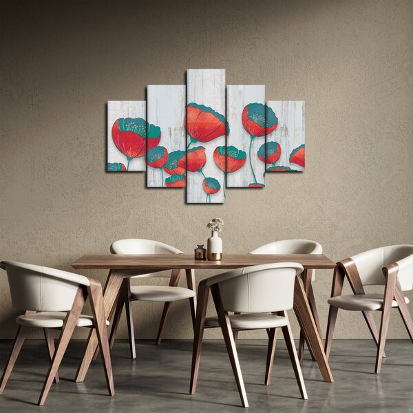 Slika - Makovi - petrolej (150x105 cm)