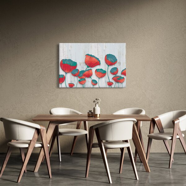 Slika - Makovi - petrolej (90x60 cm)