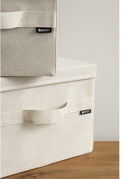 Bež tekstilna kutija za pohranu s poklopcem 31x41x22 cm Soft Storage Medium – Bigso