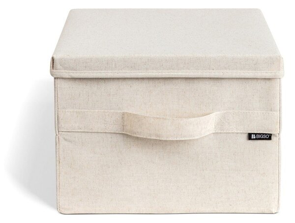 Bež tekstilna kutija za pohranu s poklopcem 31x41x22 cm Soft Storage Medium – Bigso