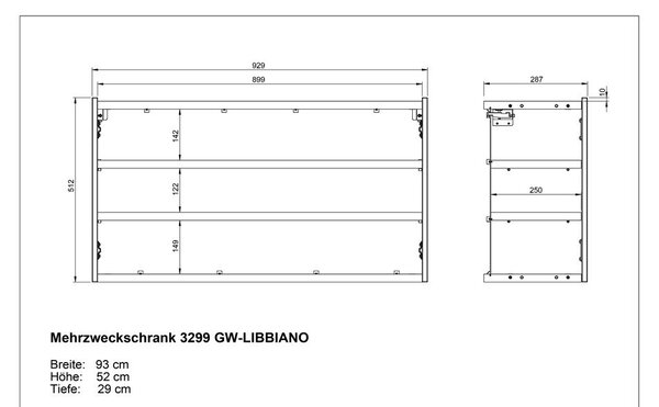 Krem viseći ormarić u dekoru hrasta 93x52x29 cm Libbiano – Germania