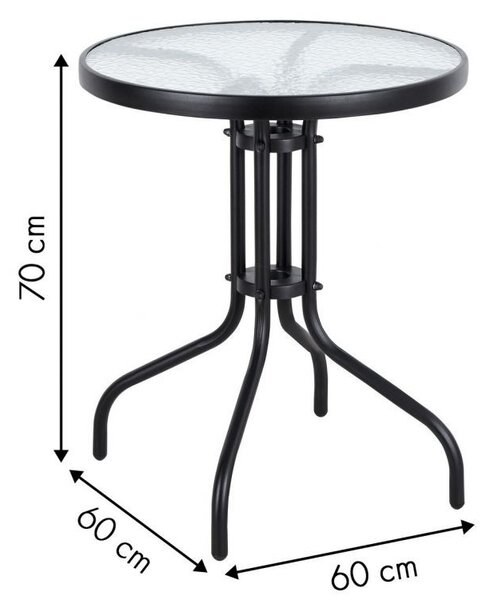 Okrugli vrtni stol 60 cm staklo