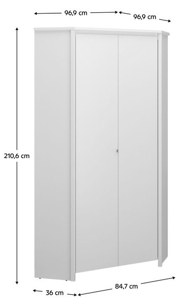 Zondo.hr Kutni ormar za garderobu ERODON (bijela). 1091622