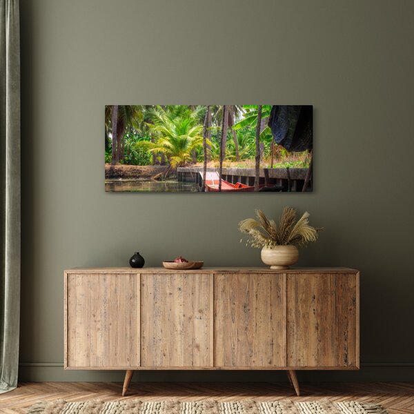 Slika - Drveni čamac na kanalu, Tajland (120x50 cm)