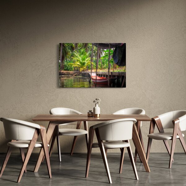 Slika - Drveni čamac na kanalu, Tajland (90x60 cm)
