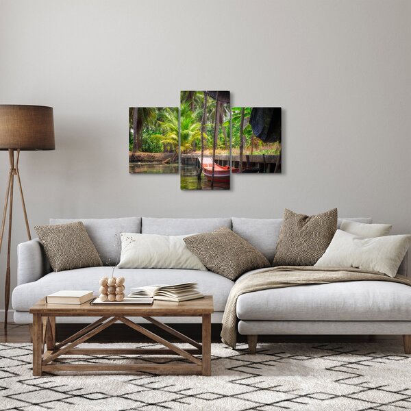Slika - Drveni čamac na kanalu, Tajland (90x60 cm)