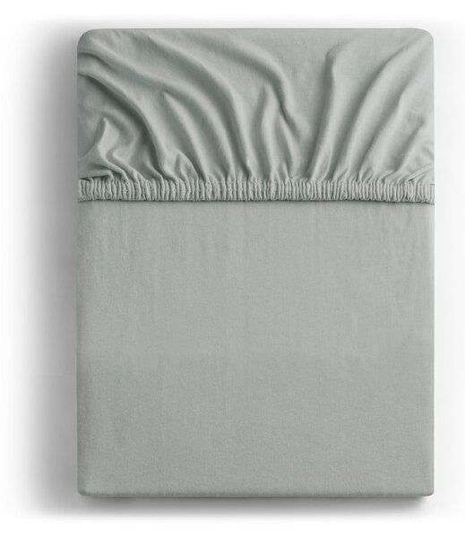 Metalik siva elastična pamučna plahta DecoKing Amber Collection, 180/200 x 200 cm