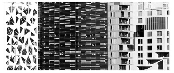 Slika crno-bijele arhitekture (120x50 cm)