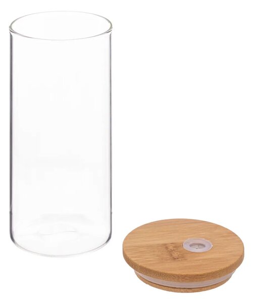 Staklenka s poklopcem od bambusa i slamčicom PALM 400 ml