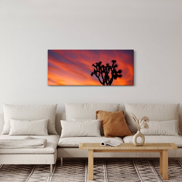Slika zalaska sunca nad siluetom stabla (120x50 cm)