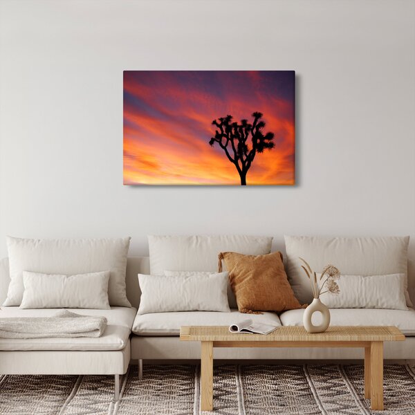 Slika zalaska sunca nad siluetom stabla (90x60 cm)