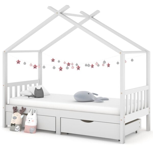 VidaXL Okvir za dječji krevet s ladicama bijeli 90x200 cm od borovine
