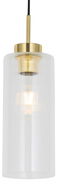 Art Deco viseća svjetiljka zlatna sa staklom - Laura