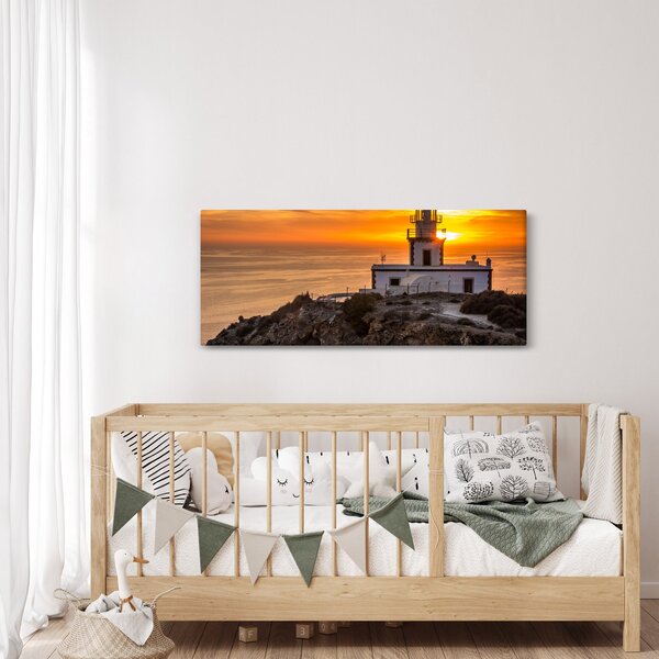 Slika svjetionika pri zalasku sunca (120x50 cm)