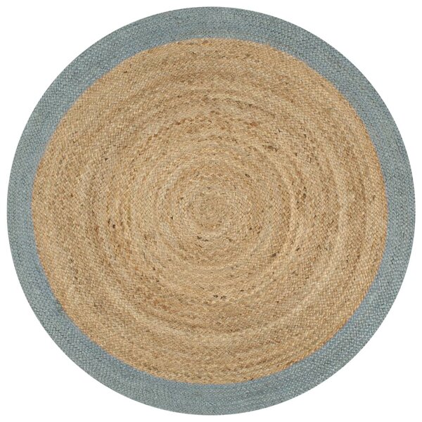 VidaXL Ručno rađeni tepih od jute s maslinastozelenim rubom 150 cm
