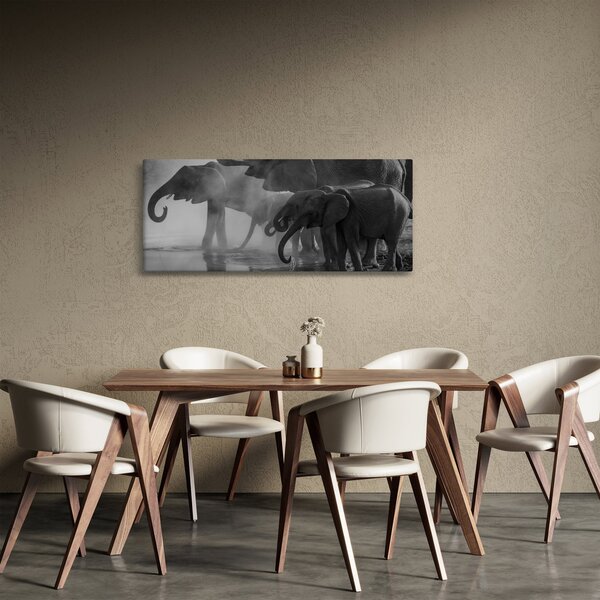 Slika slonova - crno-bijela (120x50 cm)