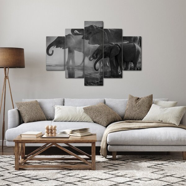 Slika slonova - crno-bijela (150x105 cm)