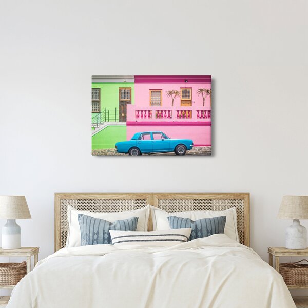 Slika automobila - šarene kuće (90x60 cm)