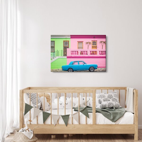 Slika automobila - šarene kuće (90x60 cm)
