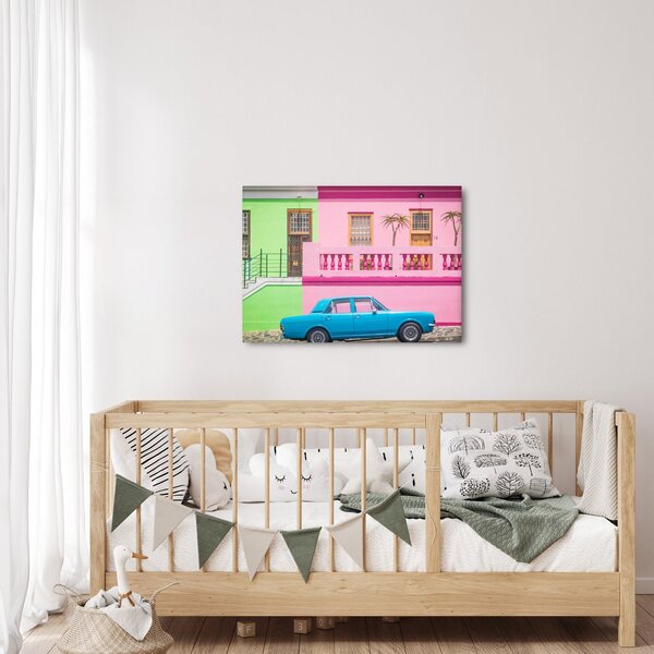 Slika automobila - šarene kuće (70x50 cm)