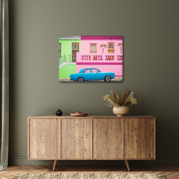 Slika automobila - šarene kuće (70x50 cm)