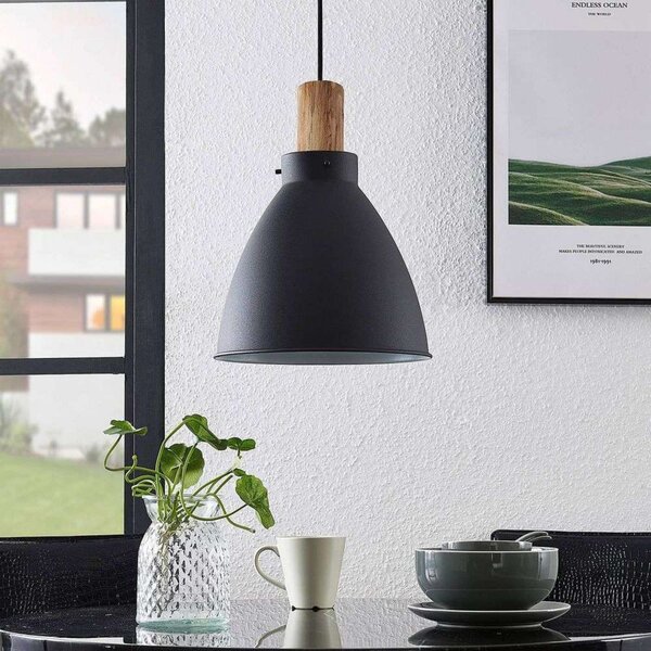 Lindby Trebale viseća svjetiljka, E27, Ø 28 cm, crna, metalna, prigušiva, Crno, Dnevni boravak/blagovaonica, Metal