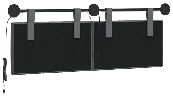 Viseće uzglavlje kreveta S LED svjetlom Tamnosiva Tkanina - Tamnosiva 140 cm s LED svjetlima