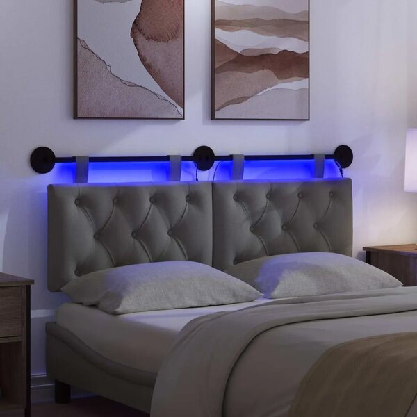 Viseće uzglavlje kreveta S LED svjetlom Tamnosiva Tkanina - Tamnosiva 140 cm s LED svjetlima