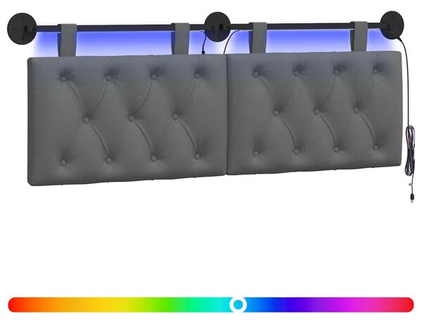 Viseće uzglavlje kreveta S LED svjetlom Tamnosiva Tkanina - Tamnosiva 140 cm s LED svjetlima