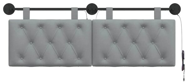 Viseće uzglavlje kreveta S LED svjetlom Svjetlosiva Tkanina - Svjetlosiva 140 cm s LED svjetlima