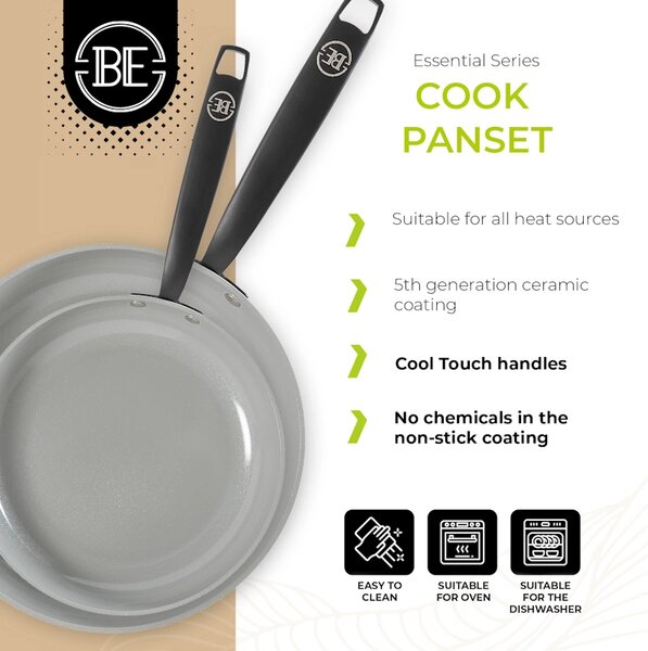 BE Living Set 2 tave Essential Black 24-28 cm