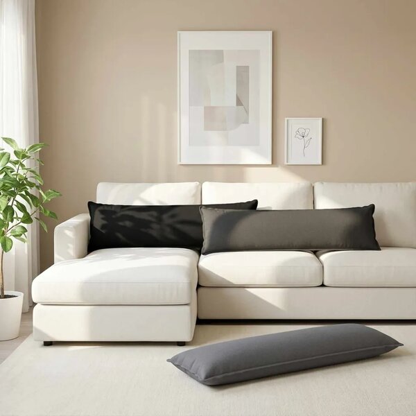 Jastuk s jastukom HOUTEN Svjetlosiva 40 x 145 cm Umjetni lan - Svjetlosiva 40 x 145 cm 1