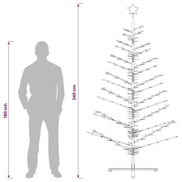 Drveno božićno drvce 240 cm Bambus i masivna borovina Smeđa - 240 cm Smeđa