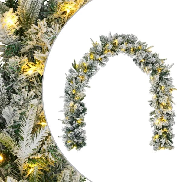 Božićni vijenci Zelena i bijela 270 cm PVC i PE 50 LED lampica - Bijela s LED svjetlima