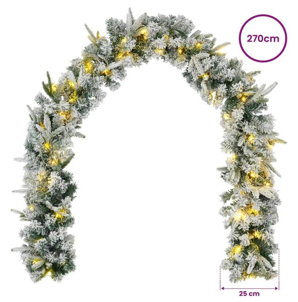 Božićni vijenci Zelena i bijela 270 cm PVC i PE 50 LED lampica - Bijela s LED svjetlima