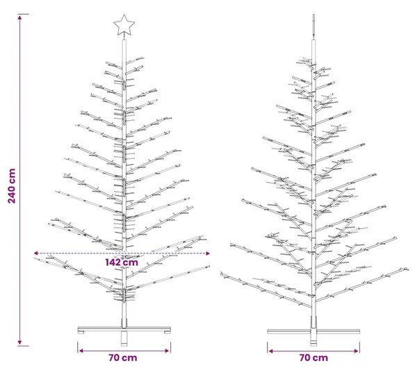 Drveno božićno drvce 240 cm Bambus i masivna borovina Smeđa - 240 cm Smeđa