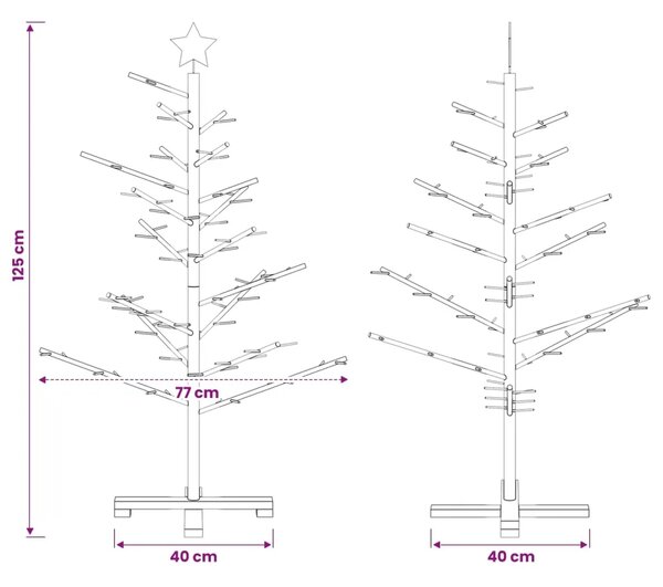 Drveno božićno drvce 125 cm Bambus i masivna borovina - 125 cm Tamno smeđa