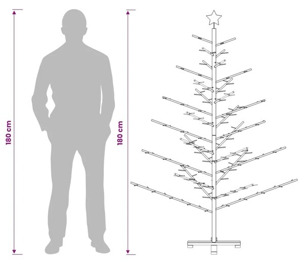 Drveno božićno drvce 180 cm Bambus i masivna borovina - 180 cm Tamno smeđa
