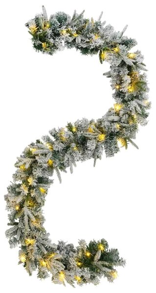 Božićni vijenci Zelena i bijela 270 cm PVC i PE 50 LED lampica - Bijela s LED svjetlima