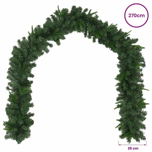 Božićni vijenci Zelena 270 cm PVC i PE - Zelena bez LED svjetala