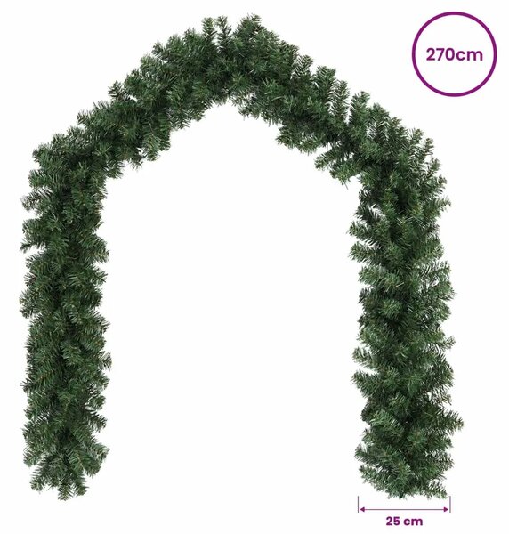 Božićni vijenci Zelena 270 cm PVC - Zelena bez LED svjetala