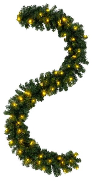 Božićni vijenci Zelena 270 cm PVC 50 LED lampica - Zelena s LED svjetlima
