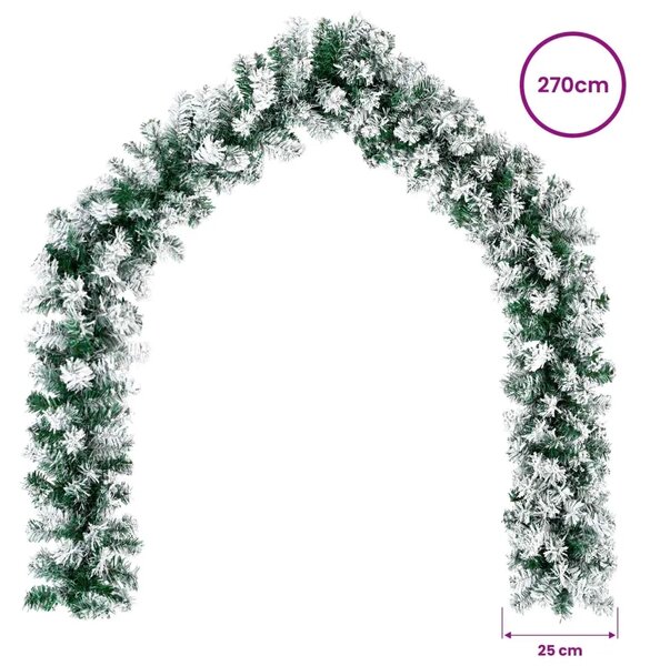 Božićni vijenci Zelena i bijela 270 cm PVC - Bijela bez LED svjetala