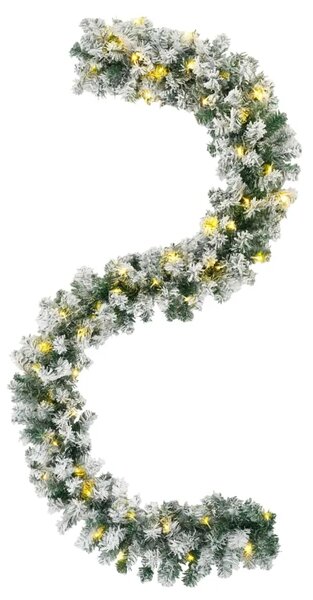 Božićni vijenci Zelena i bijela 270 cm PVC 50 LED lampica - Bijela s LED svjetlima