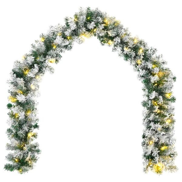 Božićni vijenci Zelena i bijela 270 cm PVC 50 LED lampica - Bijela s LED svjetlima