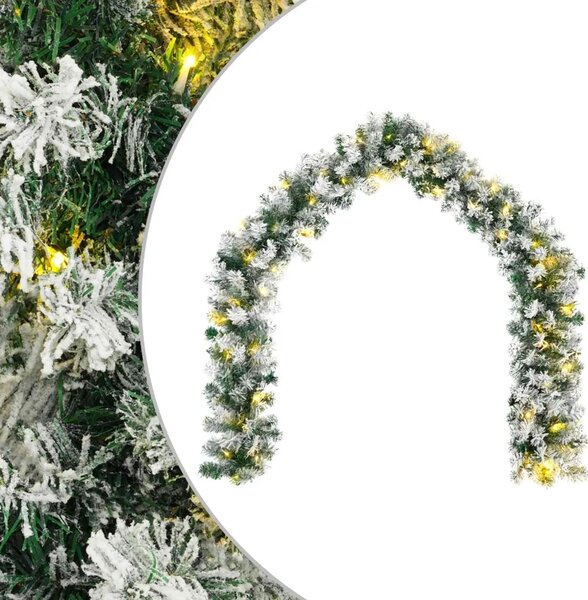 Božićni vijenci Zelena i bijela 270 cm PVC 50 LED lampica - Bijela s LED svjetlima