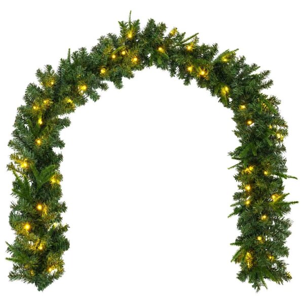 Božićni vijenci Zelena 270 cm PVC i PE 50 LED lampica - Zelena s LED svjetlima