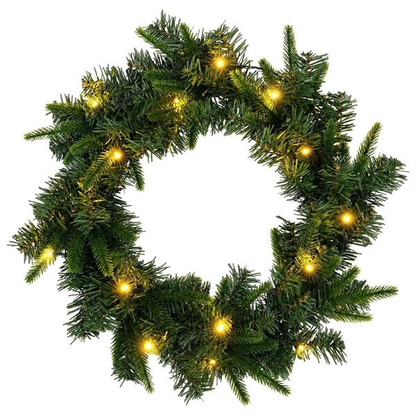 Božićni vijenac Zelena Ø 30 cm PVC i PE 25 LED lampica - Zelena 30 cm s LED svjetlima