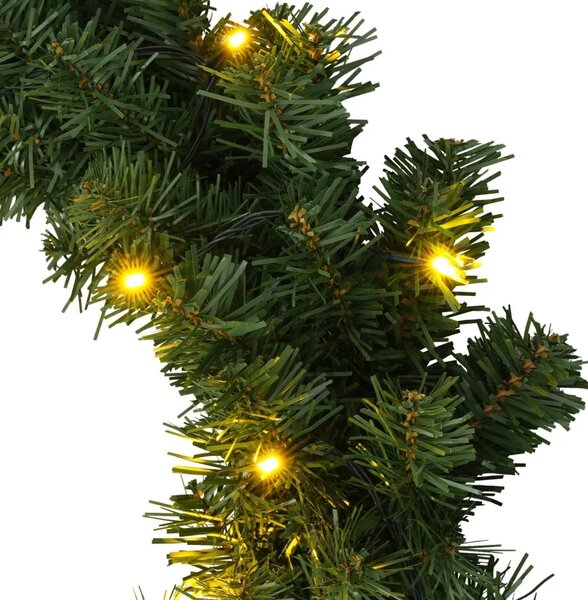 Božićni vijenac Zelena Ø 30 cm PVC 25 LED lampica - Zelena 30 cm s LED svjetlima
